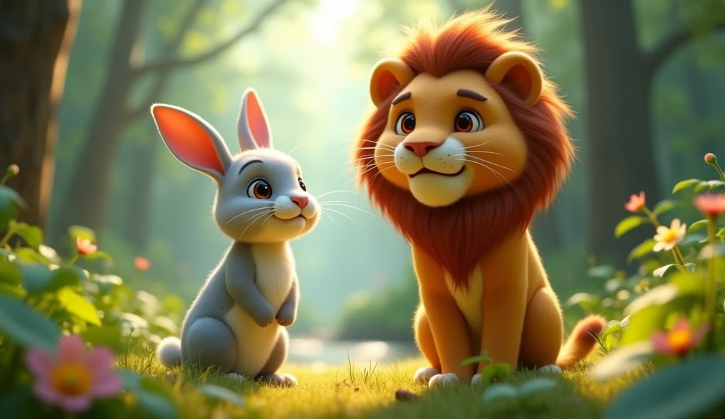  खरगोश ओर शेर  दोनो ने जंगल की रक्षा करने का वादा किया. 3D animeted ful HD 