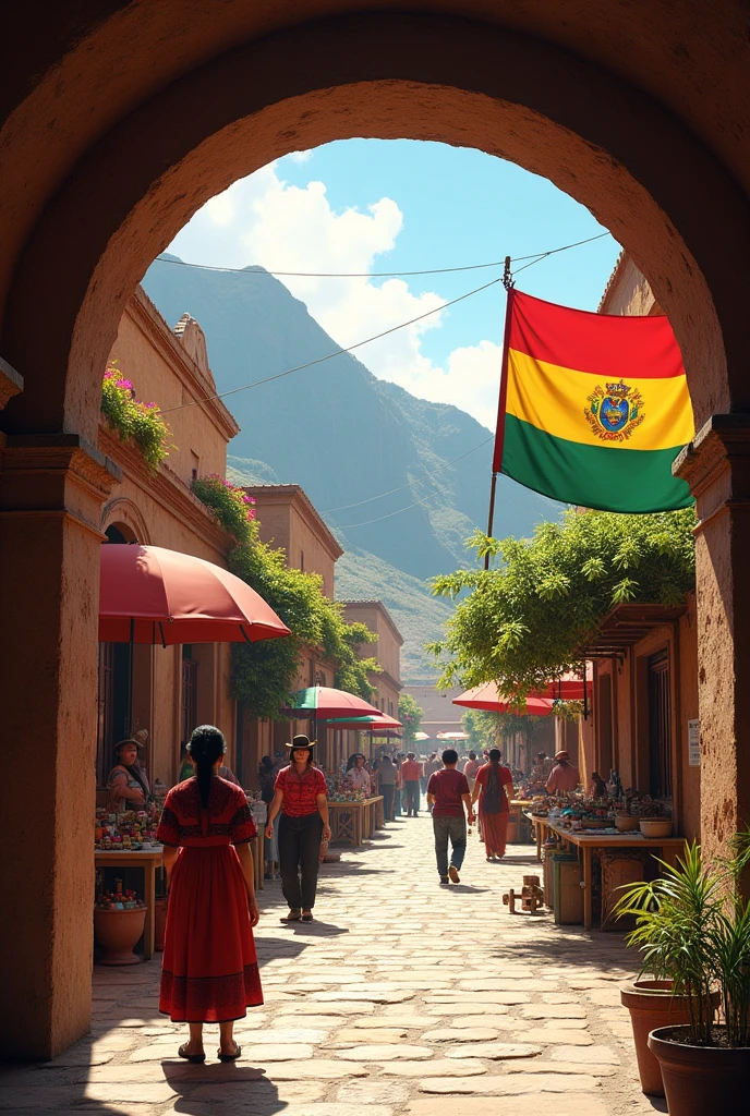 Bolivian passage with the flag 
