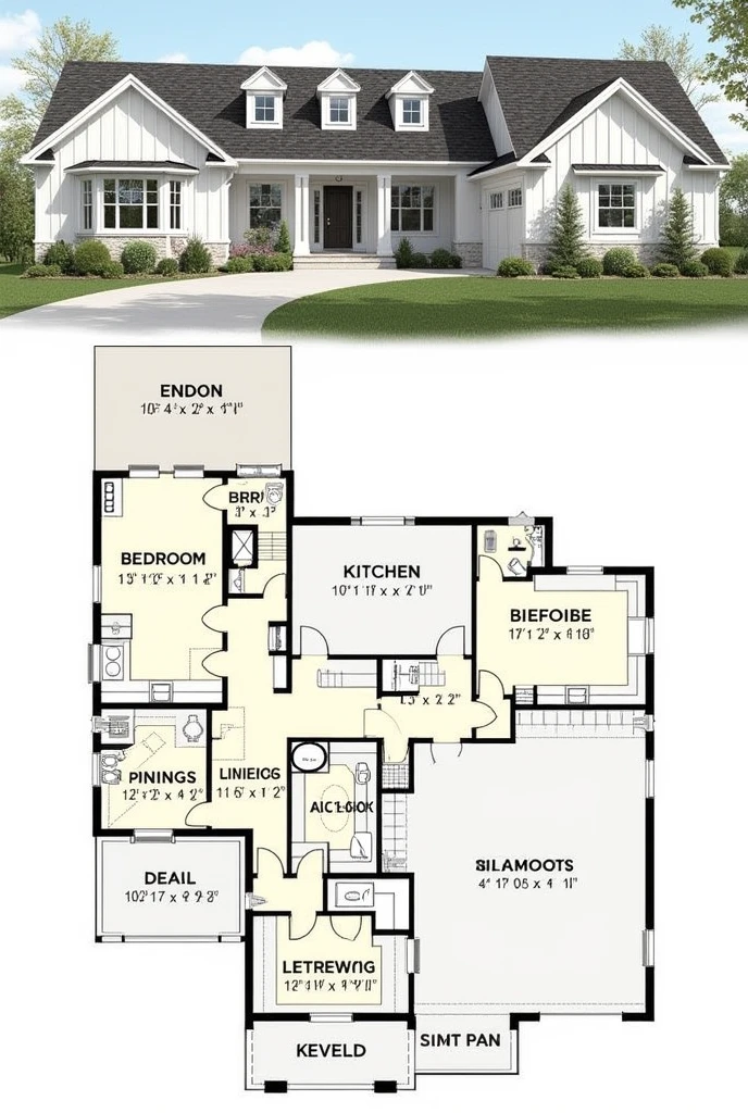 Floor plan of a 3 bedroom house