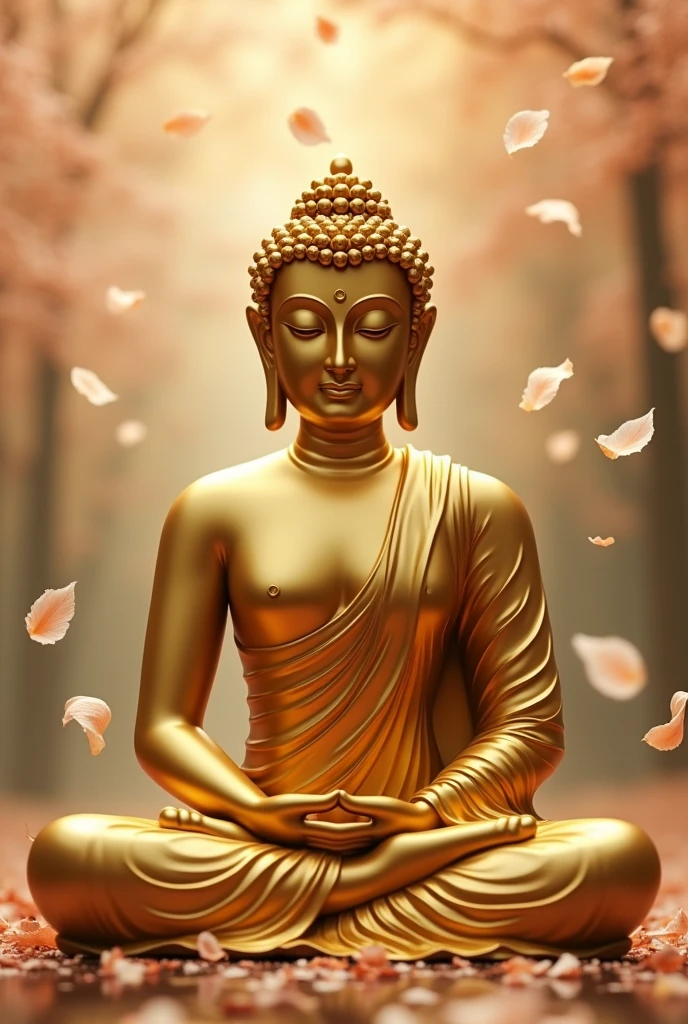 Golden Buddha　Speak　Background petals fluttering