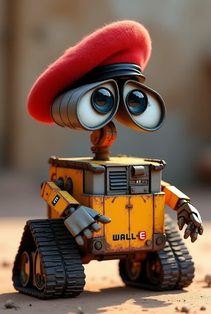 WALL-E avec un béret parachutiste rouge