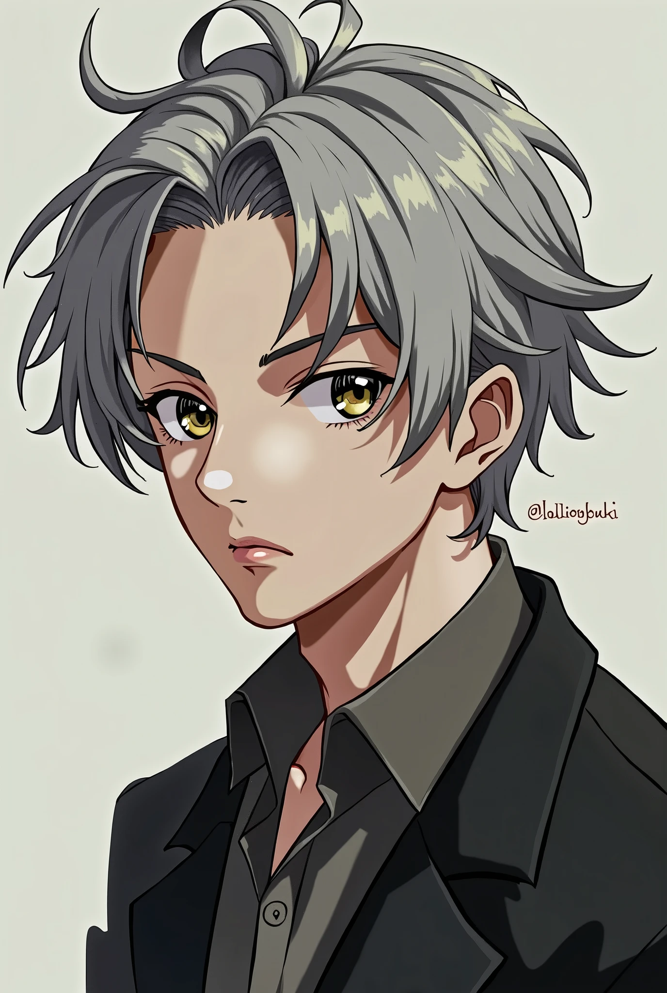 #Young Man #Gray Hair #Eye color
 