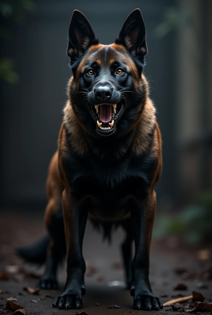 Belgian malinois dark sable angry