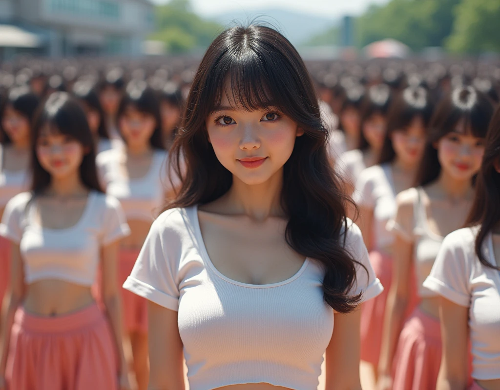(((((Japanese Clone-girls=Myself))))), (((Super Best masterpiece Clone-girls Raw Photography Art))), (((16K, Highest quality, Ultra-high resolution, RAW Photos))), (((It's so unrealistic., With unparalleled depiction, With an unfathomable sight, An unprecedented and shocking worldview, Clone-girls: In a world of mass reproduction, Ultra-realistic))), (((Japanese Girls, Umezawa-Minami, 24yo, Small face, Thick black hair, long hair, Dark Eyes, Mature face, Cute Smile, Smiling face, A gentle gaze, (((Very pleasant look)))))), (((Very beautiful detailed girls, Accurate body structure, Accurate body movements, Very detailed body, (((Super big breasts, Large bulge of ample breasts)))))), (((Summer clothes, Short sleeve, mini skirt, hour々I can see your pants, Cleavage Emphasis, Emphasise the fullness of your breasts))), ((((((((Very detailed, Myself cloning, Depiction of splitting oneself, 1Myself girl→1,000,000,000,000,000,000,000,000,000,000Myself cloning girls)))))))), (((((((Myself clone-girlsから, Myself keeps multiplying, (Very detailed and intricate, To the exact, Perfect and consistent, (((In the same female body,With the same face, With the same hairstyle, In the same clothes, At the same height, 同じSuper big breastsである))), In a detailed depiction), 1,000,000,000,000,000,000,000,000,000,000 people))))))), (((((Myself girls only))))), (((((1,000,000,000,000,000,000,000,000,000,000Myself girls))))), (Very detailed, Super impactful depiction, The awesomeness of the massively proliferating crowd of "myself"), (Very detailed depiction, Clear and accurate perspective depiction, Ultra-wide field of view, wide view, Focus on the average value of the image), The shooting angle and composition should not be limited to the front, but should be viewed from above, below, left and right., Happy expressions with lots of "myself", Overwhelmed with emotion, Full body movement depiction