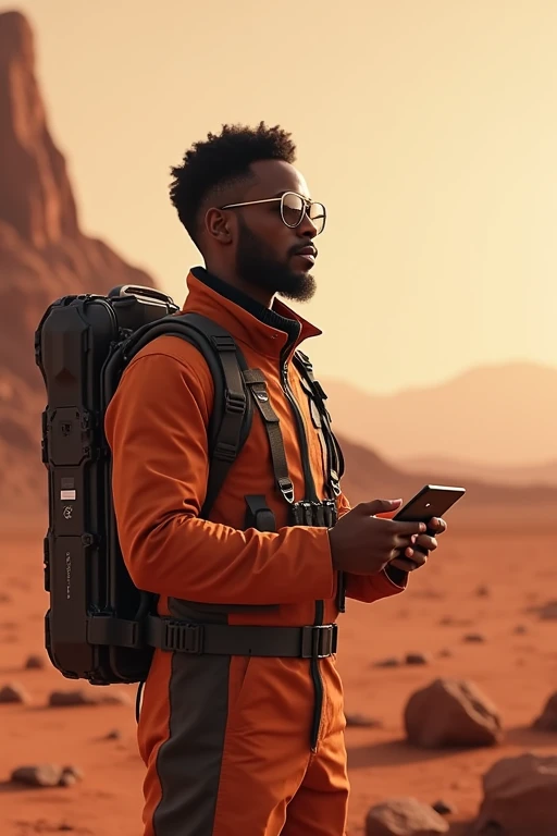 Black entrepreneur on the Mars exploration team、Glasses
