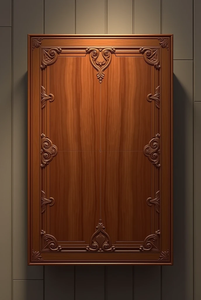 need a rectangle box where width is 2.5 feet and length is 4 feet. table should have 2 inch width border with sloping design inside from top of the borader from all 4 sides. center part should be like engraved and flat, furniture should be glossy brown