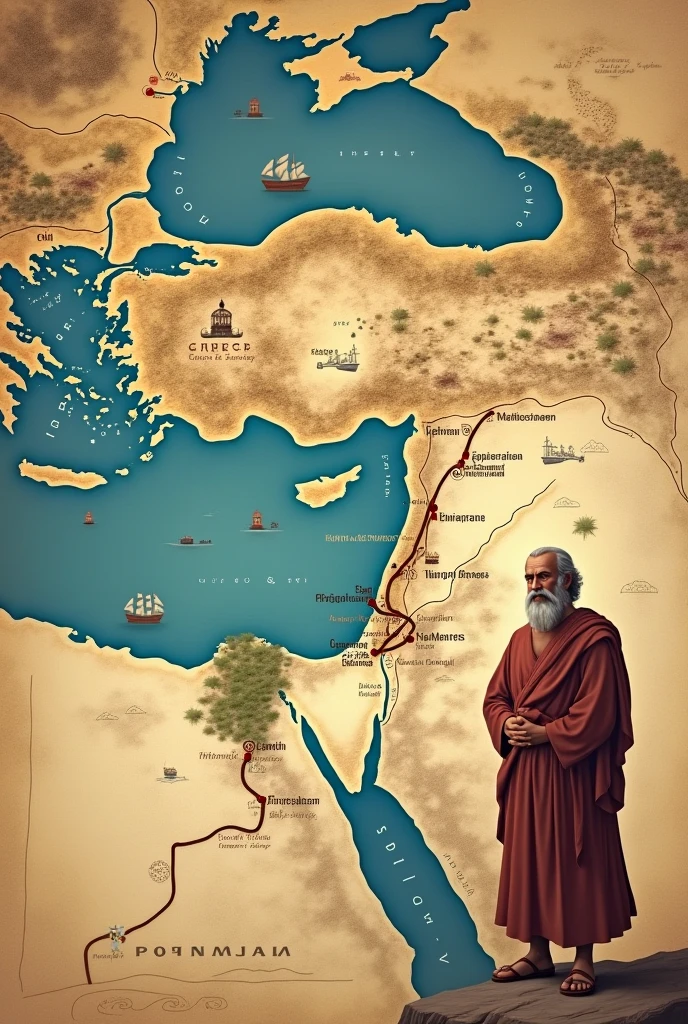Create a map of Paul&#39;s third missionary journey in PORTUGUESE 