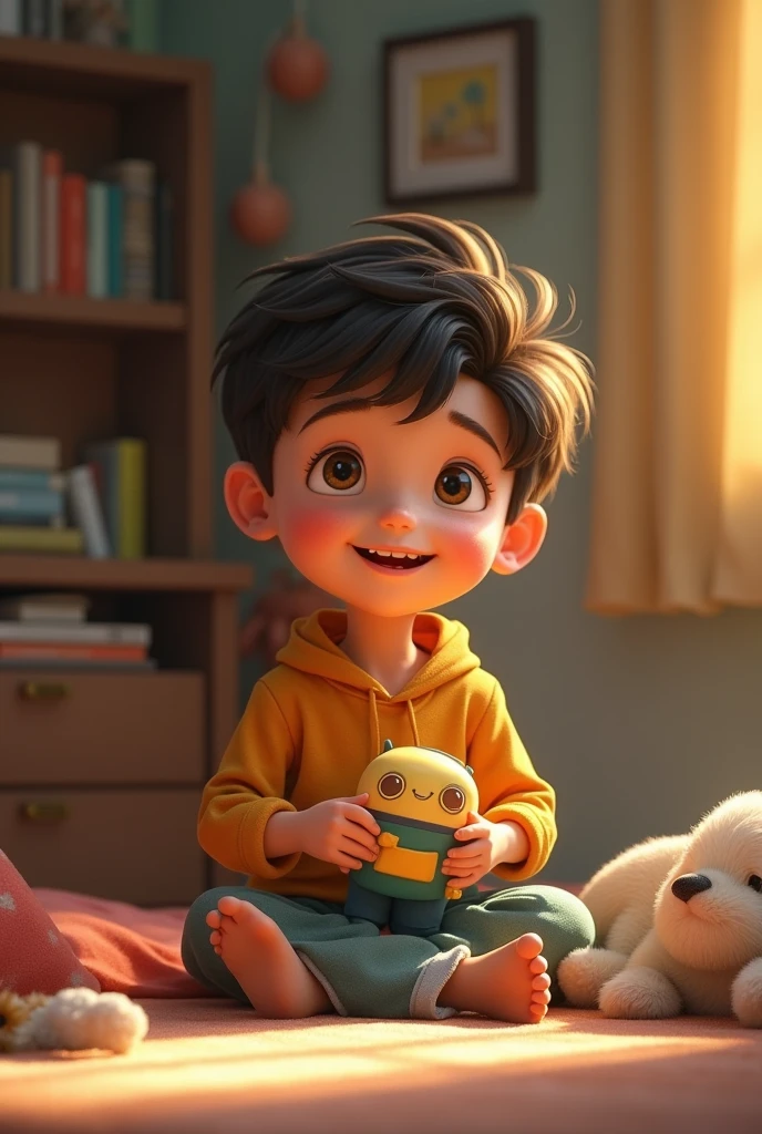 A boy play with toy