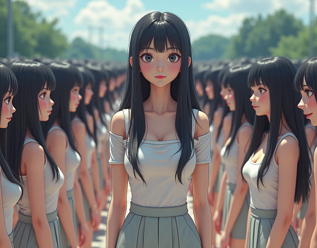 (((((Japanese Clone-girls=Myself))))), (((Super Best masterpiece Clone-girls Raw Photography Art))), (((16K, Highest quality, Ultra-high resolution, RAW Photos))), (((It&#39;s so unrealistic., With unparalleled depiction, With an unfathomable sight, An unprecedented and shocking worldview, Clone-girls: In a world of mass reproduction, Ultra-realistic))), (((Japanese Girls, Umezawa-Minami, 24yo, Small face, Thick black hair, long hair, Dark Eyes, Mature face, Cute Smile, Smiling face, A gentle gaze, (((Very pleasant look)))))), (((Very beautiful detailed girls, Accurate body structure, Accurate body movements, Very detailed body, (((Super big breasts, Large bulge of ample breasts)))))), (((Summer clothes, Short sleeve, mini skirt, hour々I can see your pants, Cleavage Emphasis, Emphasise the fullness of your breasts))), ((((((((Very detailed, Myself cloning, Depiction of splitting oneself, 1Myself girl→1,000,000,000,000,000,000,000,000,000,000Myself cloning girls)))))))), (((((((Myself clone-girlsから, Myself keeps multiplying, (Very detailed and intricate, To the exact, Perfect and consistent, (((In the same female body,With the same face, With the same hairstyle, In the same clothes, At the same height, 同じSuper big breastsである))), In a detailed depiction), 1,000,000,000,000,000,000,000,000,000,000 people))))))), (((((Myself girls only))))), (((((1,000,000,000,000,000,000,000,000,000,000Myself girls))))), (Very detailed, Super impactful depiction, The awesomeness of the massively proliferating crowd of &quot;myself&quot;), (Very detailed depiction, Clear and accurate perspective depiction, Ultra-wide field of view, wide view, Focus on the average value of the image), The shooting angle and composition should not be limited to the front, but should be viewed from above, below, left and right., I&#39;m so happy to see so many Myself crowds., I love myself, Overwhelmed with emotion, Full body movement depiction