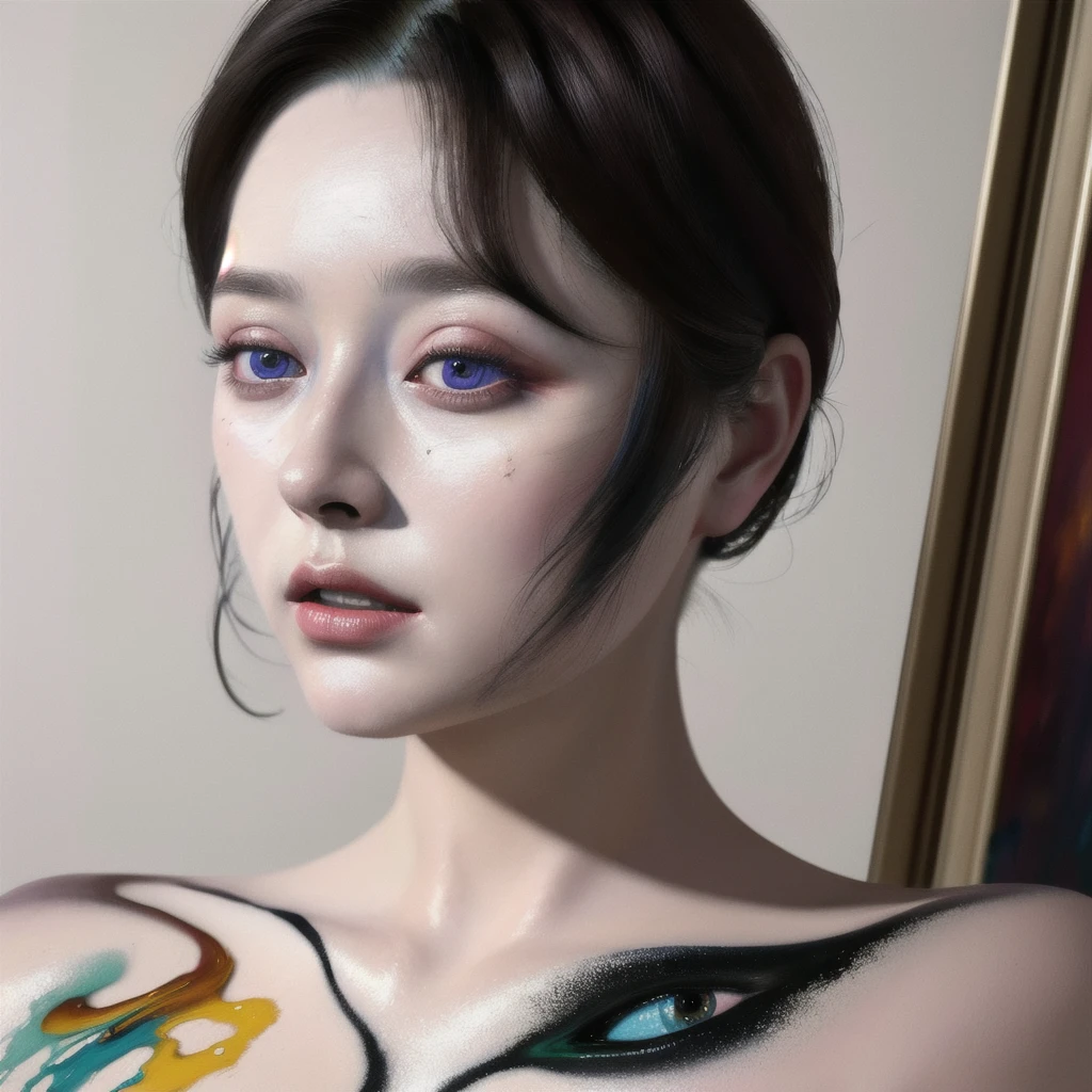 Android Beauty, Powerful paintings inspired by Francis Bacon, Ultra-realistic surrealism, Hyperrealism, fear, art, hyper real painting, Realistic illustration painting, カラフルなHyperrealism, Hyper-realistic digital art