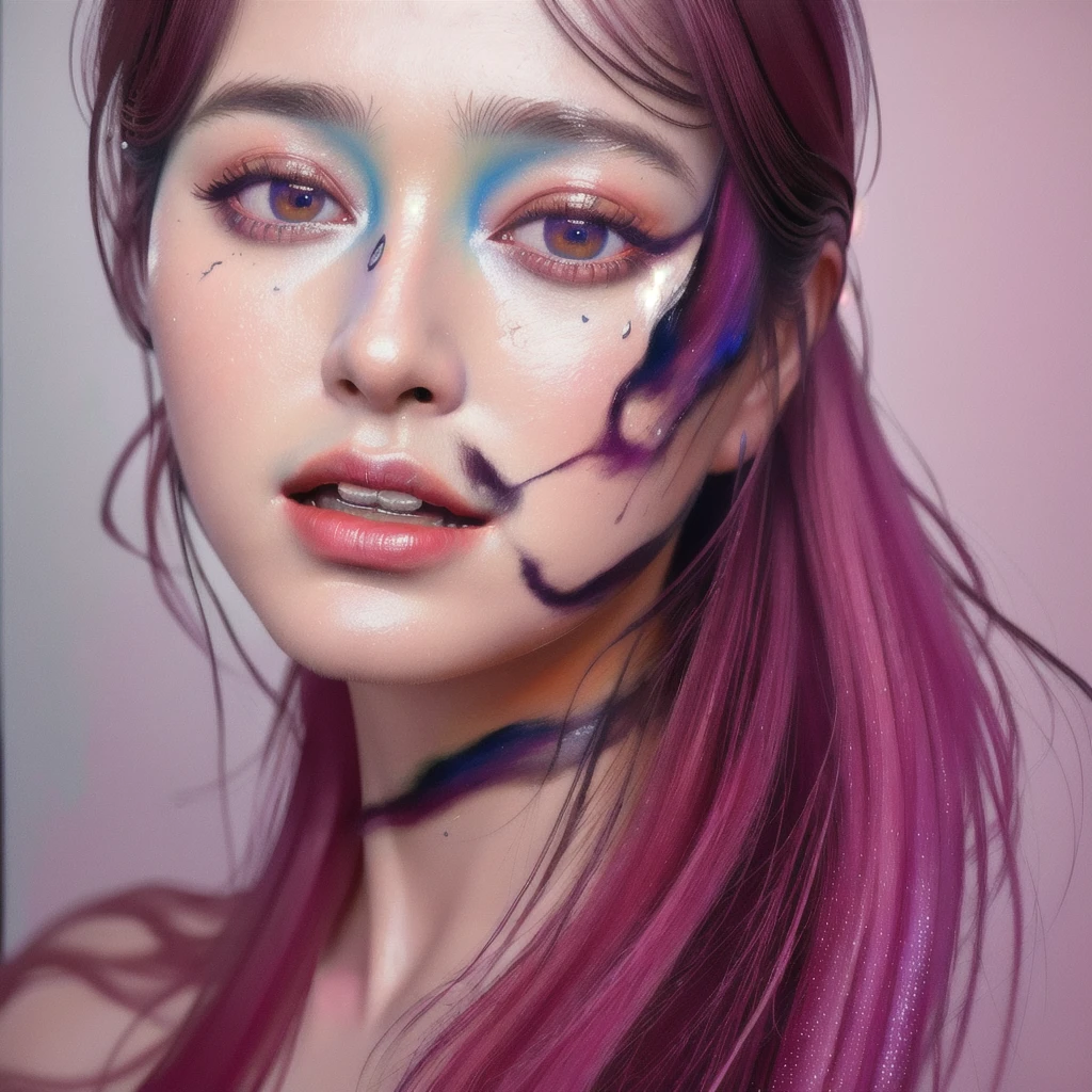 Android Beauty, Powerful paintings inspired by Francis Bacon, Ultra-realistic surrealism, Hyperrealism, fear, art, hyper real painting, Realistic illustration painting, カラフルなHyperrealism, Hyper-realistic digital art