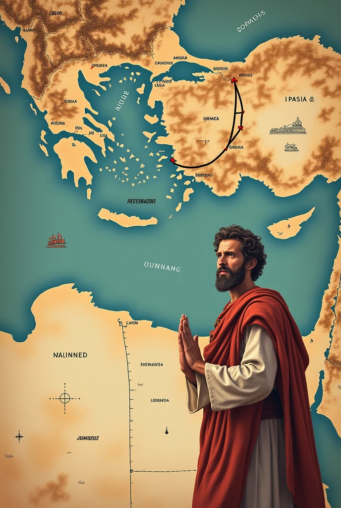 Create a map of Paul&#39;s third missionary journey in PORTUGUESE 