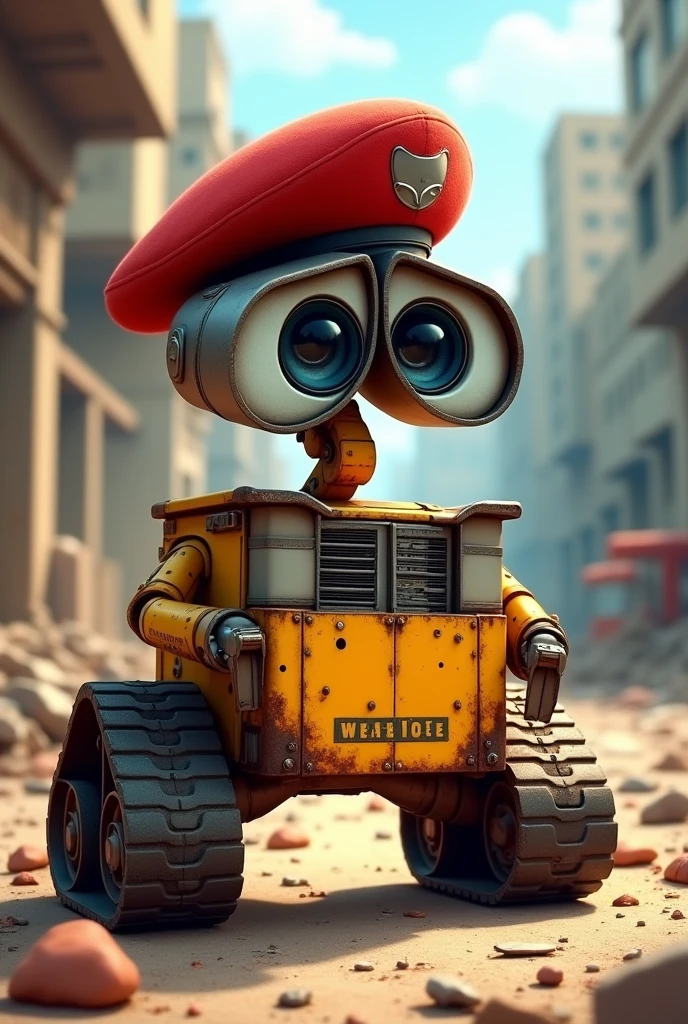 WALL-E with a red military beret 