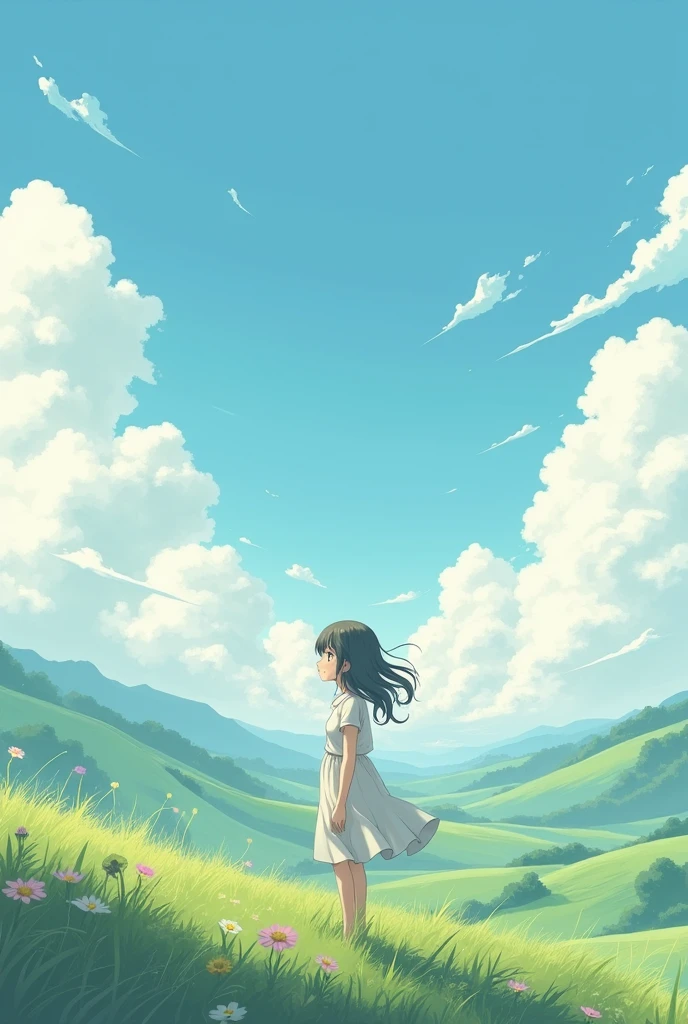 A portrait of ‘I wander lonely as a cloud, that floats on high o’er vales and hills’, anime style