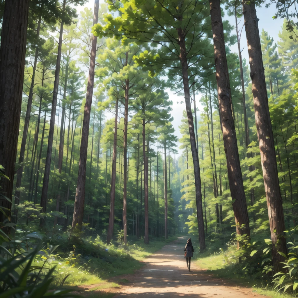 In the middle of the forest, daytime