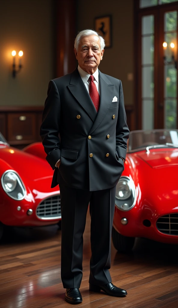 **Ferrari Founder**: An image of Enzo Ferrari, the founder of Ferrari, possibly in his office or with the early models.
