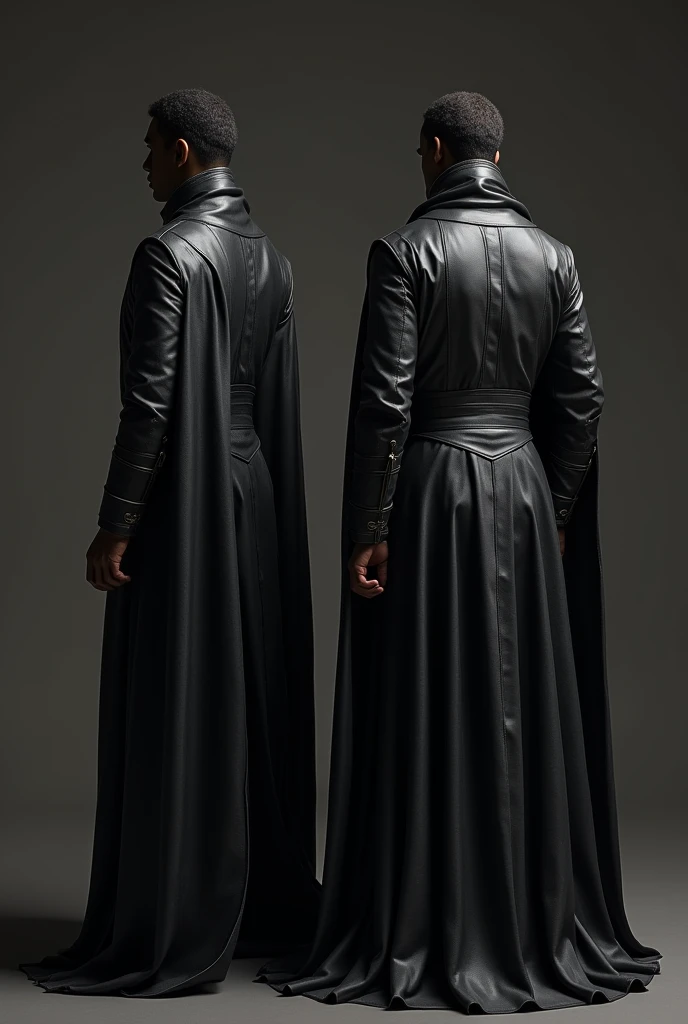 Leather cloak with vest in black clour front and back pictures
