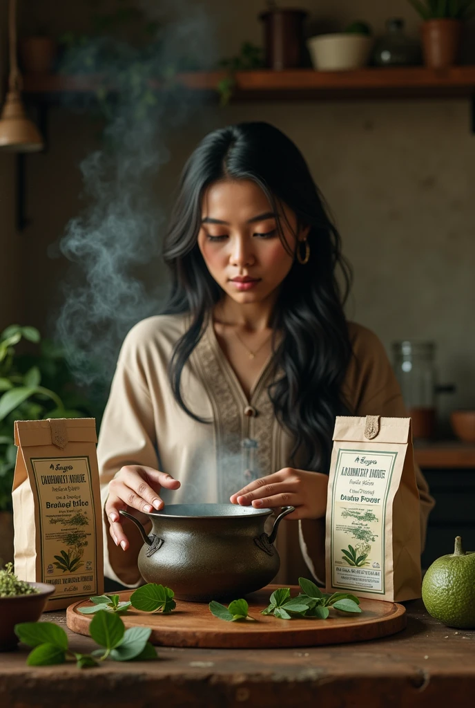 Melayu girl boiling water kratom powder supergreen with pack ktmherbslegacy