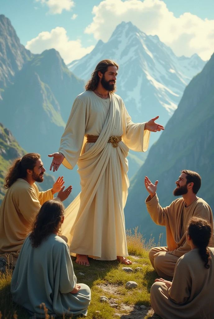 Jesus on the mountain taking care of us