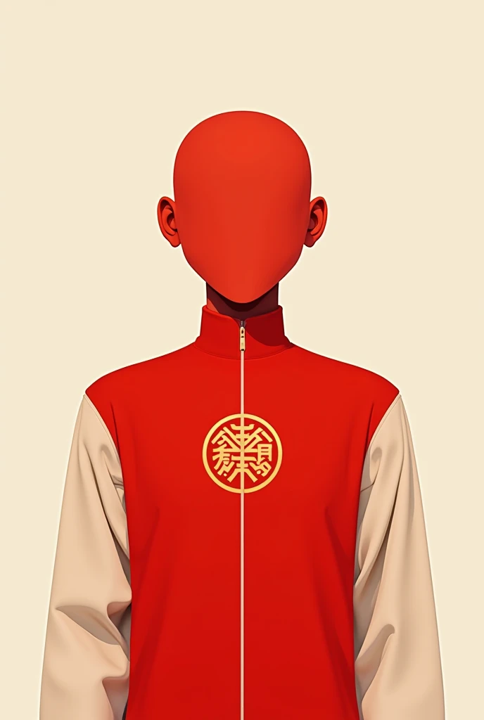 Let&#39;s start with a basic idea:

Cor base: vermelha, representing luck and energy.
detaileds: offwhite, used on the sleeves, Naked, and some graphic elements, to create a clean contrast.
Central Element: A gold logo or symbol on the chest, symbolizing prosperity and prestige.
Round collar and some element that refers to oriental culture Simple