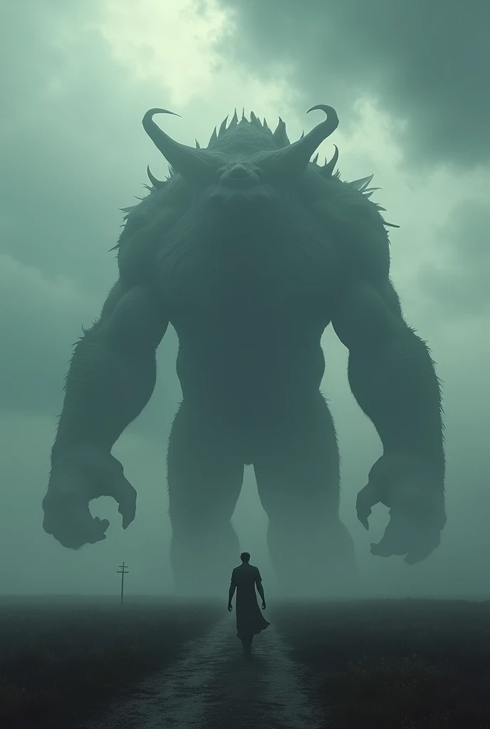 Gigantic monster with trunks walking across a plain in the distance amid fog, haze, haze, dark clouds, grimdark ,supense, monstr, unearthly, octan render, engine unreal, photorrealistic, hyper realism, highy detailed, high qualiy, intrincately detailed,Volumetric lighting, full character, 4K, ,hard disk ,Full HD, 8k, RTX, high resolution, detailed shadows, incredibily detailed, perfect, Dramatic scale