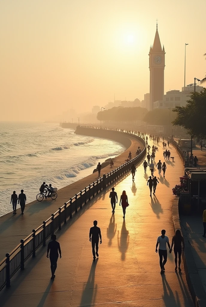 Mumbai marine drive morning walking thumbnail for YouTube videos