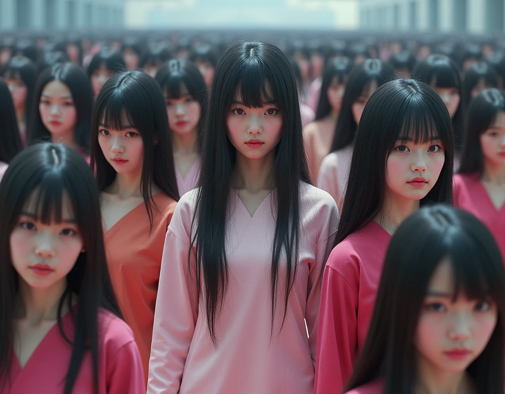 (((((Japanese Clone-girls=Myself))))), (((Super Best masterpiece Clone-girls Raw Photography Art))), (((16K, Highest quality, Ultra-high resolution, RAW Photos))), (((It's so unrealistic., With unparalleled depiction, With an unfathomable sight, An unprecedented and shocking worldview, Clone-girls: In a world of mass reproduction, Ultra-realistic))), (((Japanese Girls, Umezawa-Minami, 24yo, Small face, Thick black hair, long hair, Dark Eyes, Mature face, Cute Smile, Smiling face, A gentle gaze, (((Very pleasant look)))))), (((Very beautiful detailed girls, Accurate body structure, Accurate body movements, Very detailed body, (((Super big breasts, Large bulge of ample breasts)))))), (((Summer clothes, Short sleeve, mini skirt, hour々I can see your pants, Cleavage Emphasis, Emphasise the fullness of your breasts))), ((((((((Very detailed, Myself cloning, Depiction of splitting oneself, 1Myself girl→1,000,000,000,000,000,000,000,000,000,000Myself cloning girls)))))))), (((((((Myself clone-girlsから, Myself keeps multiplying, (Very detailed and intricate, To the exact, Perfect and consistent, (((In the same female body,With the same face, With the same hairstyle, In the same clothes, At the same height, 同じSuper big breastsである))), In a detailed depiction), 1,000,000,000,000,000,000,000,000,000,000 people))))))), (((((Myself girls only))))), (((((1,000,000,000,000,000,000,000,000,000,000Myself girls))))), (Very detailed, Super impactful depiction, The awesomeness of the massively proliferating crowd of "myself"), (Very detailed depiction, Clear and accurate perspective depiction, Ultra-wide field of view, super wide view, Focus on the average value of the image), The shooting angle and composition should not be limited to the front, but should be viewed from above, below, left and right., I'm so happy to see so many Myself crowds., I love myself, Overwhelmed with emotion, Full body movement and intertwining depictions