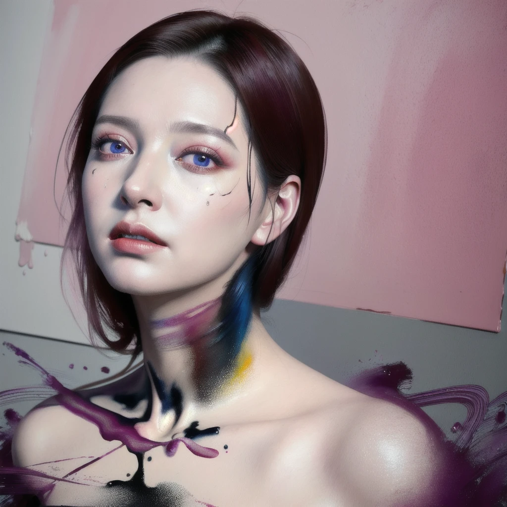 Android Beauty, Powerful paintings inspired by Francis Bacon, Ultra-realistic surrealism, Hyperrealism, fear, art, hyper real painting, Realistic illustration painting, カラフルなHyperrealism, Hyper-realistic digital art