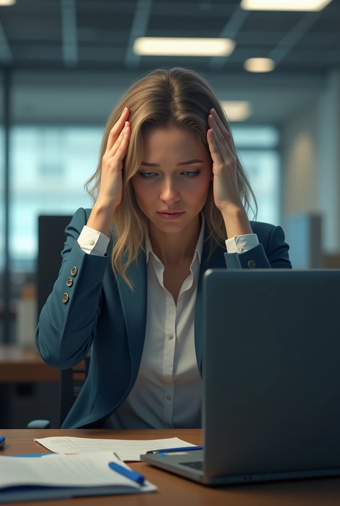 office, house, a girl of about 30, the head of the IT department of a small company, clutches her head