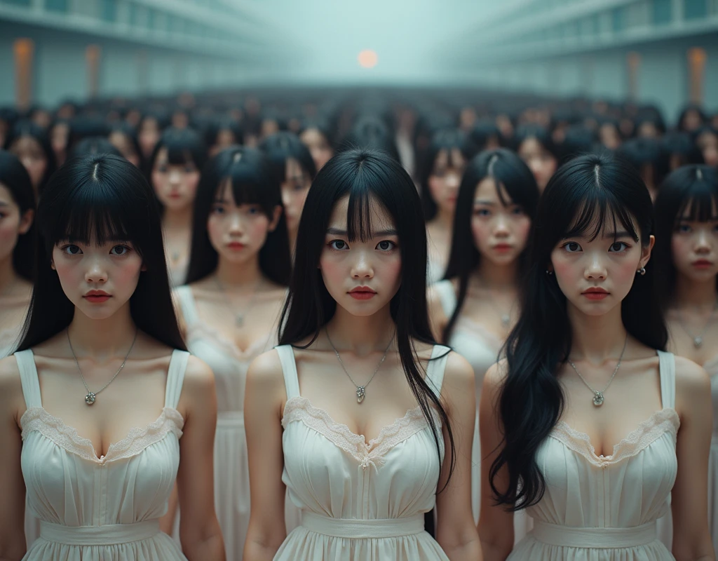 (((((Japanese Clone-girls=Myself))))), (((Super Best masterpiece Clone-girls Raw Photography Art))), (((16K, Highest quality, Ultra-high resolution, RAW Photos))), (((It's so unrealistic., With unparalleled depiction, With an unfathomable sight, An unprecedented and shocking worldview, Clone-girls: In a world of mass reproduction, Ultra-realistic))), (((Japanese Girls, Umezawa-Minami, 24yo, Small face, Thick black hair, long hair, Dark Eyes, Mature face, Cute Smile, Smiling face, A gentle gaze, (((Very pleasant look)))))), (((Very beautiful detailed girls, Accurate body structure, Accurate body movements, Very detailed body, (((Super big breasts, Large bulge of ample breasts)))))), (((Summer clothes, Short sleeve, mini skirt, hour々I can see your pants, Cleavage Emphasis, Emphasise the fullness of your breasts))), ((((((((Very detailed, Myself cloning, Depiction of splitting oneself, 1Myself girl→1,000,000,000,000,000,000,000,000,000,000Myself cloning girls)))))))), (((((((Myself clone-girlsから, Myself keeps multiplying, (Very detailed and intricate, To the exact, Perfect and consistent, (((In the same female body,With the same face, With the same hairstyle, In the same clothes, At the same height, 同じSuper big breastsである))), In a detailed depiction), 1,000,000,000,000,000,000,000,000,000,000 people))))))), (((((Myself girls only))))), (((((1,000,000,000,000,000,000,000,000,000,000Myself girls))))), (Very detailed, Super impactful depiction, The awesomeness of the massively proliferating crowd of "myself"), (Very detailed depiction, Clear and accurate perspective depiction, Ultra-wide field of view, super wide view, Focus on the average value of the image), The shooting angle and composition should not be limited to the front, but should be viewed from above, below, left and right., I'm so happy to see so many Myself crowds., I love myself, Overwhelmed with emotion, Full body movement and intertwining depictions