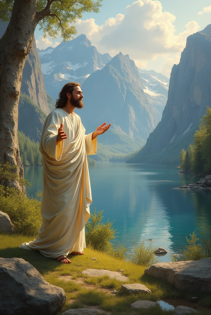 Jesus preaching or in very beautiful places