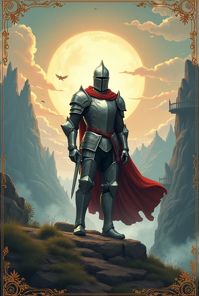 novel poster about guardian tales and put the title on it "The tales of Guardian" the main protagonist is the knight, low quality only