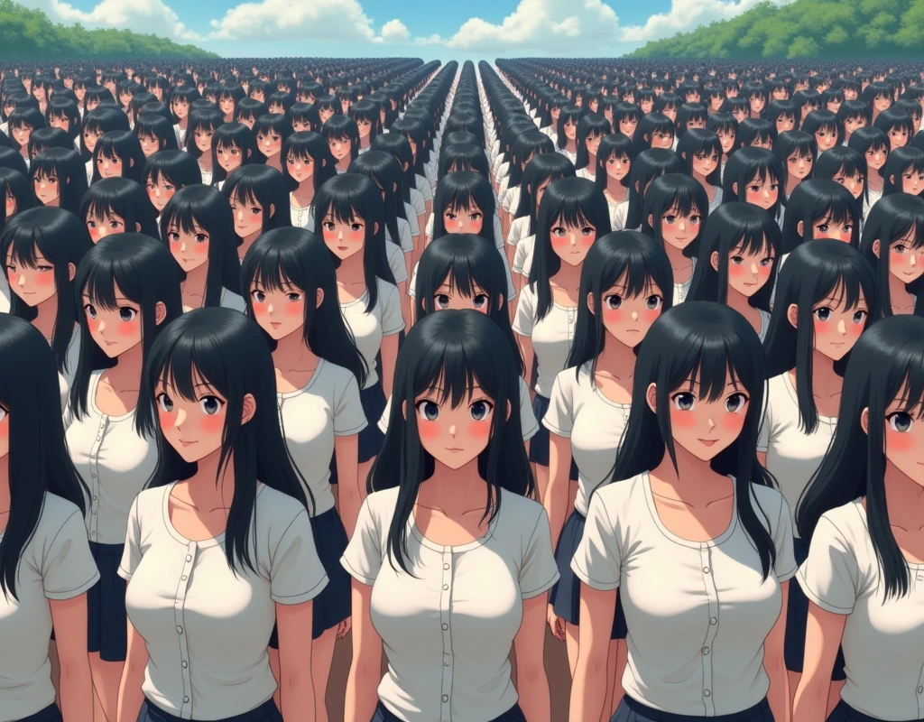 (((((Japanese Clone-girls=Myself))))), (((Super Best masterpiece Clone-girls Raw Photography Art))), (((16K, Highest quality, Ultra-high resolution, RAW Photos))), (((It's so unrealistic., With unparalleled depiction, With an unfathomable sight, An unprecedented and shocking worldview, Clone-girls: In a world of mass reproduction, Ultra-realistic))), (((Japanese Girls, Umezawa-Minami, 24yo, Small face, Thick black hair, long hair, Dark Eyes, Mature face, Cute Smile, Smiling face, A gentle gaze, (((Very pleasant look)))))), (((Very beautiful detailed girls, Accurate body structure, Accurate body movements, Very detailed body, (((Super big breasts, Large bulge of ample breasts)))))), (((Summer clothes, Short sleeve, mini skirt, hour々I can see your pants, Cleavage Emphasis, Emphasise the fullness of your breasts))), ((((((((Very detailed, Myself cloning, Depiction of splitting oneself, 1Myself girl→1,000,000,000,000,000,000,000,000,000,000Myself cloning girls)))))))), (((((((Myself clone-girlsから, Myself keeps multiplying, (Very detailed and intricate, To the exact, Perfect and consistent, (((In the same female body,With the same face, With the same hairstyle, In the same clothes, At the same height, 同じSuper big breastsである))), In a detailed depiction), 1,000,000,000,000,000,000,000,000,000,000 people))))))), (((((Myself girls only))))), (((((1,000,000,000,000,000,000,000,000,000,000Myself girls))))), (Very detailed, Super impactful depiction, The awesomeness of the massively proliferating crowd of "myself"), (Very detailed depiction, Clear and accurate perspective depiction, Ultra-wide field of view, super wide view, Focus on the average value of the image), The shooting angle and composition should not be limited to the front, but should be viewed from above, below, left and right., I'm so happy to see so many Myself crowds., I love myself, Overwhelmed with emotion, Full body movement, Myself: A depiction of hands entwined around a body in a crowd