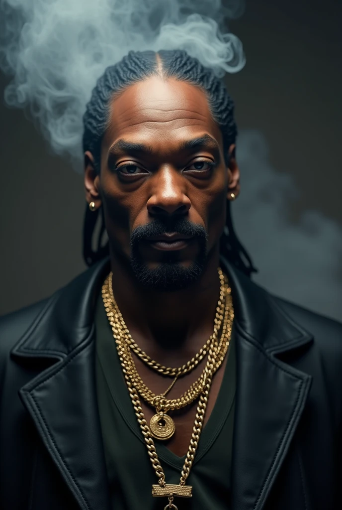 Snoop Dogg wore "HAV" chain in the black type colour, blunt burning smoke rise and wore expensive clothes. 3D 3500p.