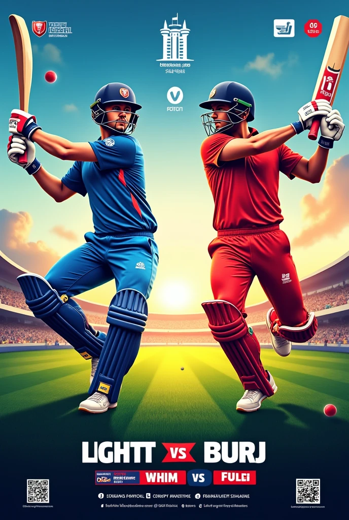 A flyer showing cricket match between two restaurant teams one is lighthouse and the another one is the burj on 28 August