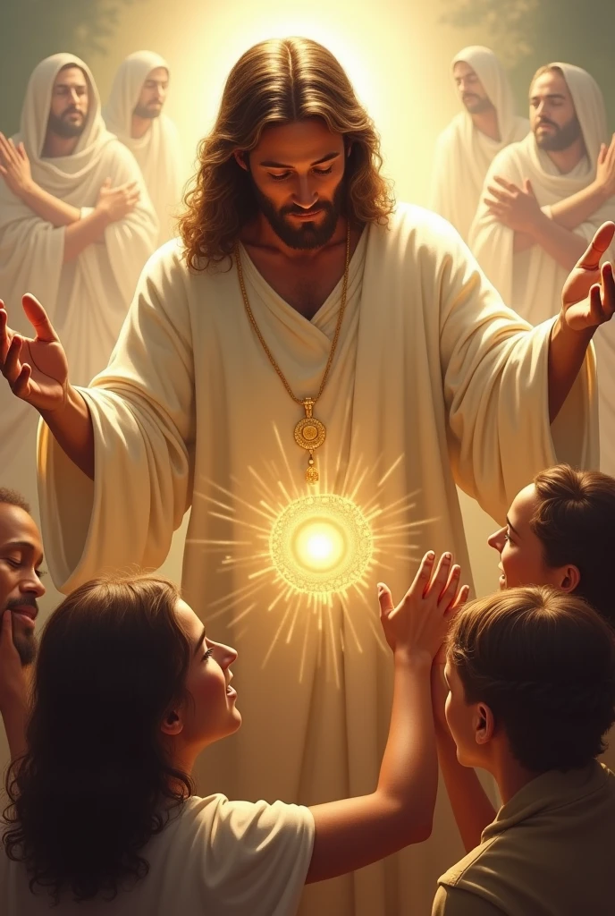 Jesus protecting us or hugging us