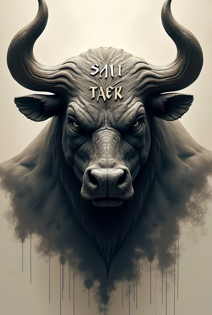 Draw. A bull head with name SMI TAEK 
