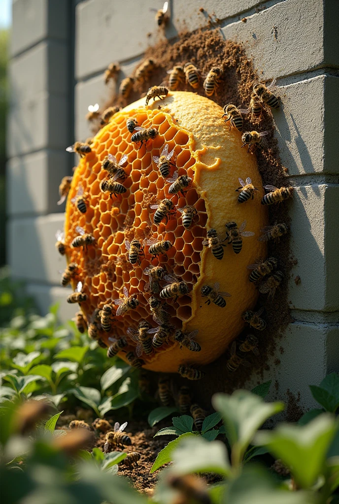 Bee hive removal from a wall