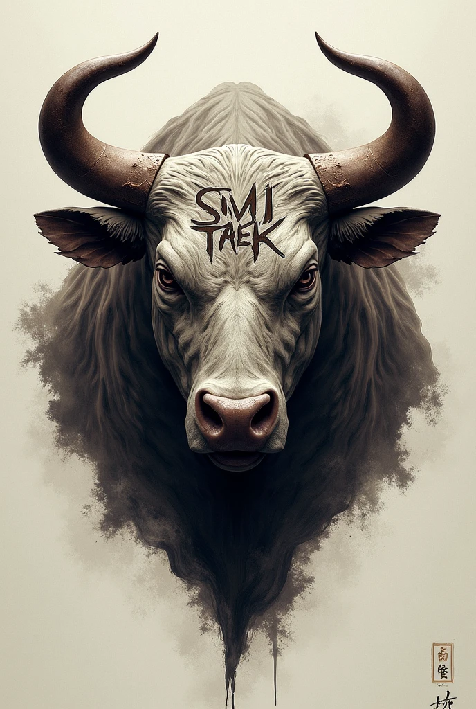 Draw. A bull head with name smi taek