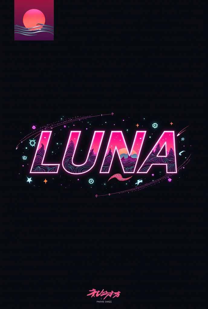 High resolution, Logo for Jdm cars, logo spelling swiftly “LUNA” cool, Jdm theme, anime theme, Cyberpunk vibe name spelling, brand logo, logo for tshirt, brand logo “LUNA”, neon vibes, acid trip vibes, acid trip, shooting stars, acid trip inside “LUNA”, acid trip, hallucinations inside “LUNA”, Waves of hallucinations, splash,