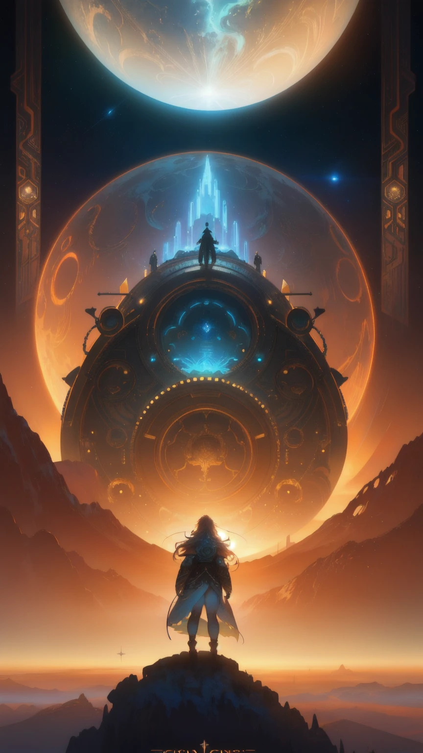 a digital painting of a giant creature beautiful girl  in a space station, with brown background  concept art inspired by tomasz alen kopera, Artstation contest winner, fantasy art, a massive celestial giant god, epic fantasy sci fi illustration, stunning sasquatch, old god, big titan creature in the center, beeple and tim hildebrandt, beeple masterpiece