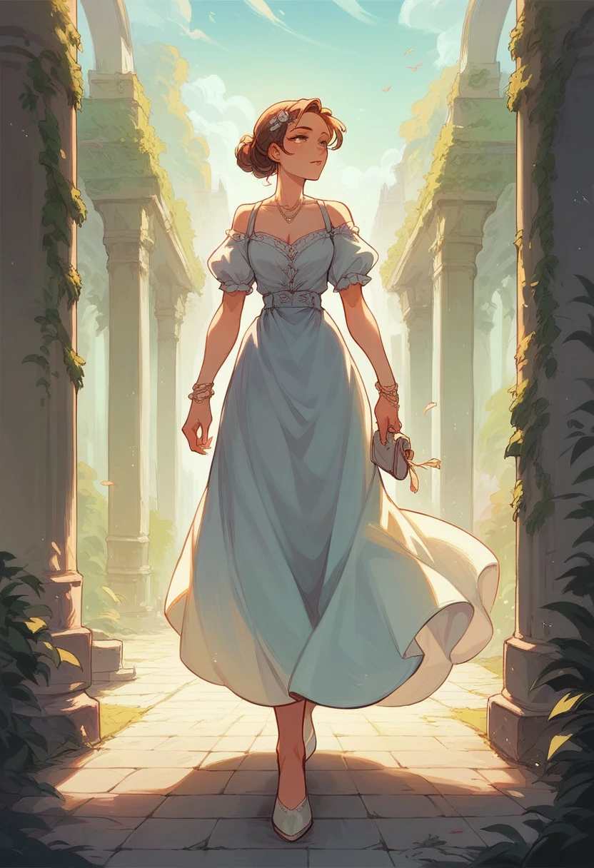 A beautiful  girl walking  dressless 