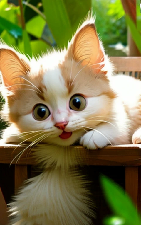 A kitten playing and moving around、Soothing、Too cute、Adorable、Beautiful Face、Well-formed face、kind、Amazing visuals