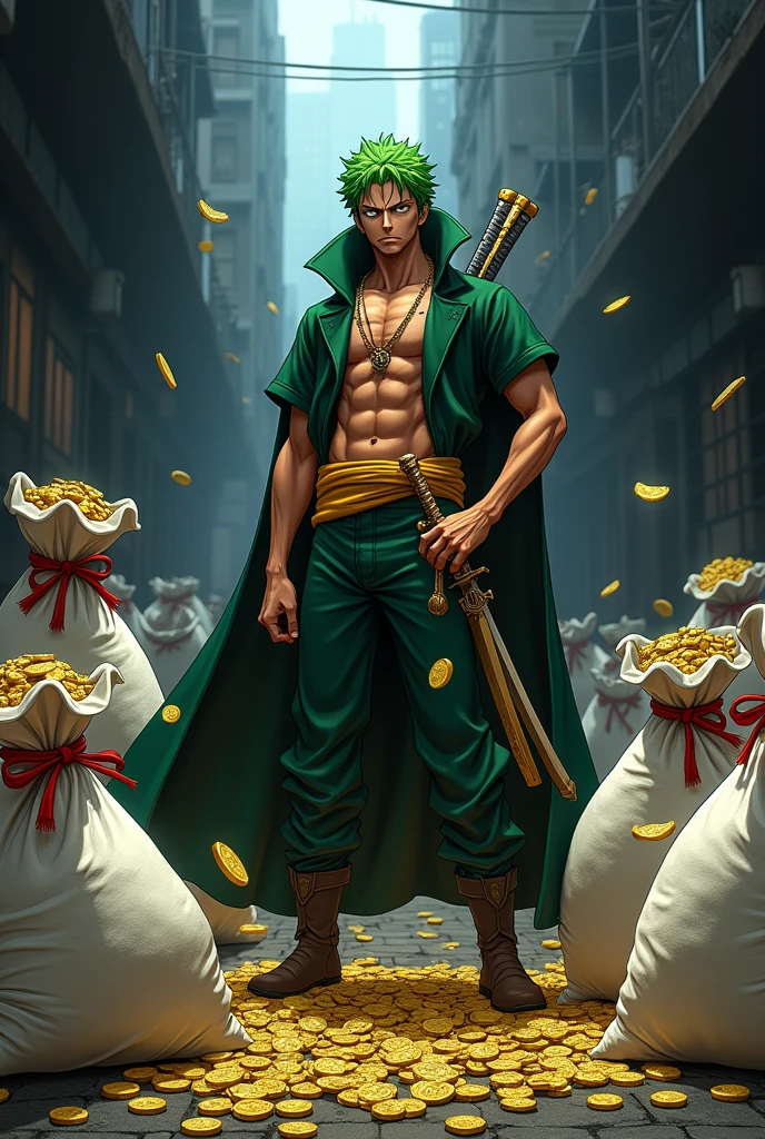 Zoro with bags of money 