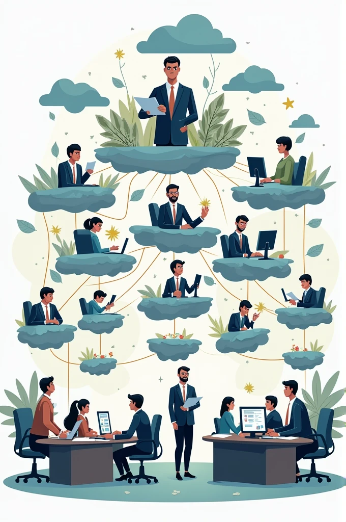 The organizational structure of BRV Goud and Co includes:
- **Partners**:
1. A B Shiva Subramanyam
2. B V Ajay
- **Chartered Accountants**
- **Audit Managers**
- **Accounting Department**
- **Articleship Students**
- **Interns**