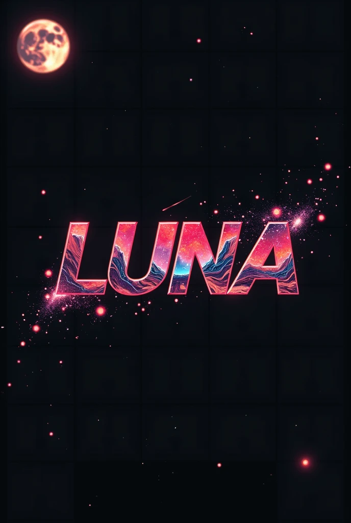 High resolution, Logo for Jdm cars, logo spelling swiftly “Luna” cool, Jdm theme, anime theme, Cyberpunk vibe name spelling, brand logo, logo for tshirt, brand logo “LUNA”, neon vibes, acid trip vibes, acid trip, shooting stars, acid trip inside “LUNA”, acid trip, hallucinations inside “LUNA”, Waves of hallucinations,  the universe is unimaginable, waves of acid trip, waves of despair, waves of solitude, waves of darkness tress,