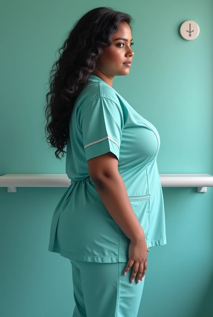 (photorealism:1.2)busty,Indian women, perfect ass,big ass, nurse outfit, attractive, great quality, nurse, thick, curvy, back view.