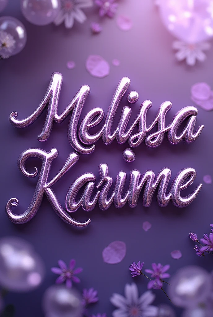 Text "Melissa Karime" using a glossy purple opulent font transparency png background
