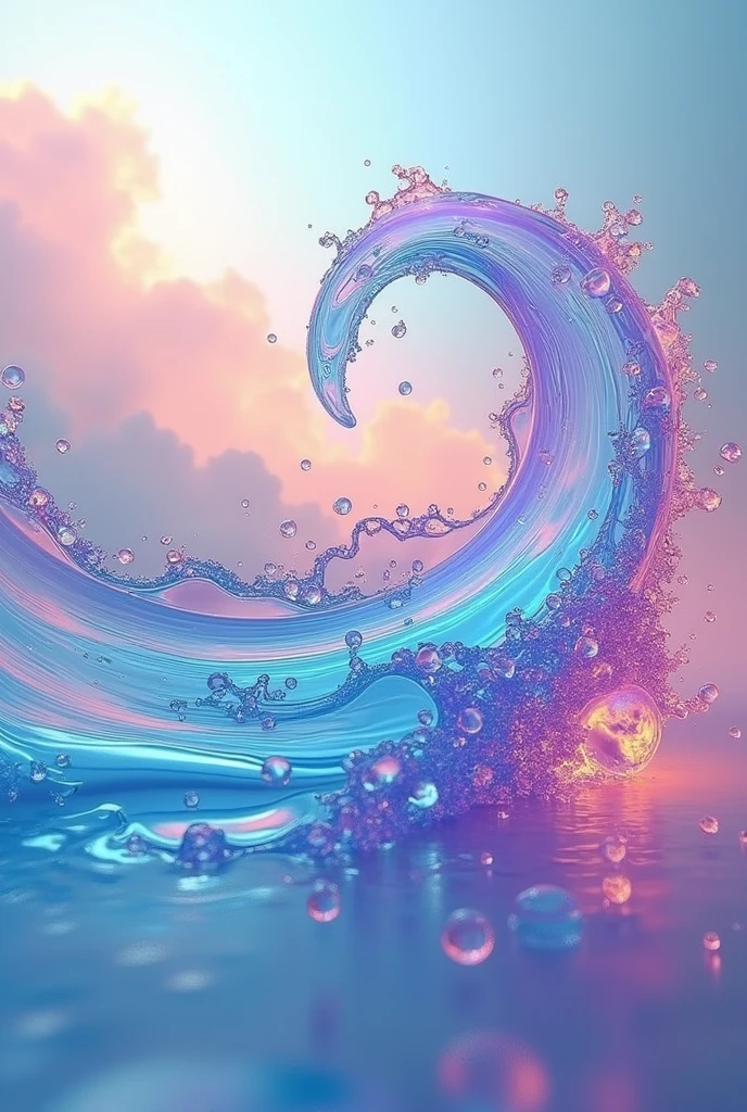 Stream of colored water floating as if it were the air with multiple colors