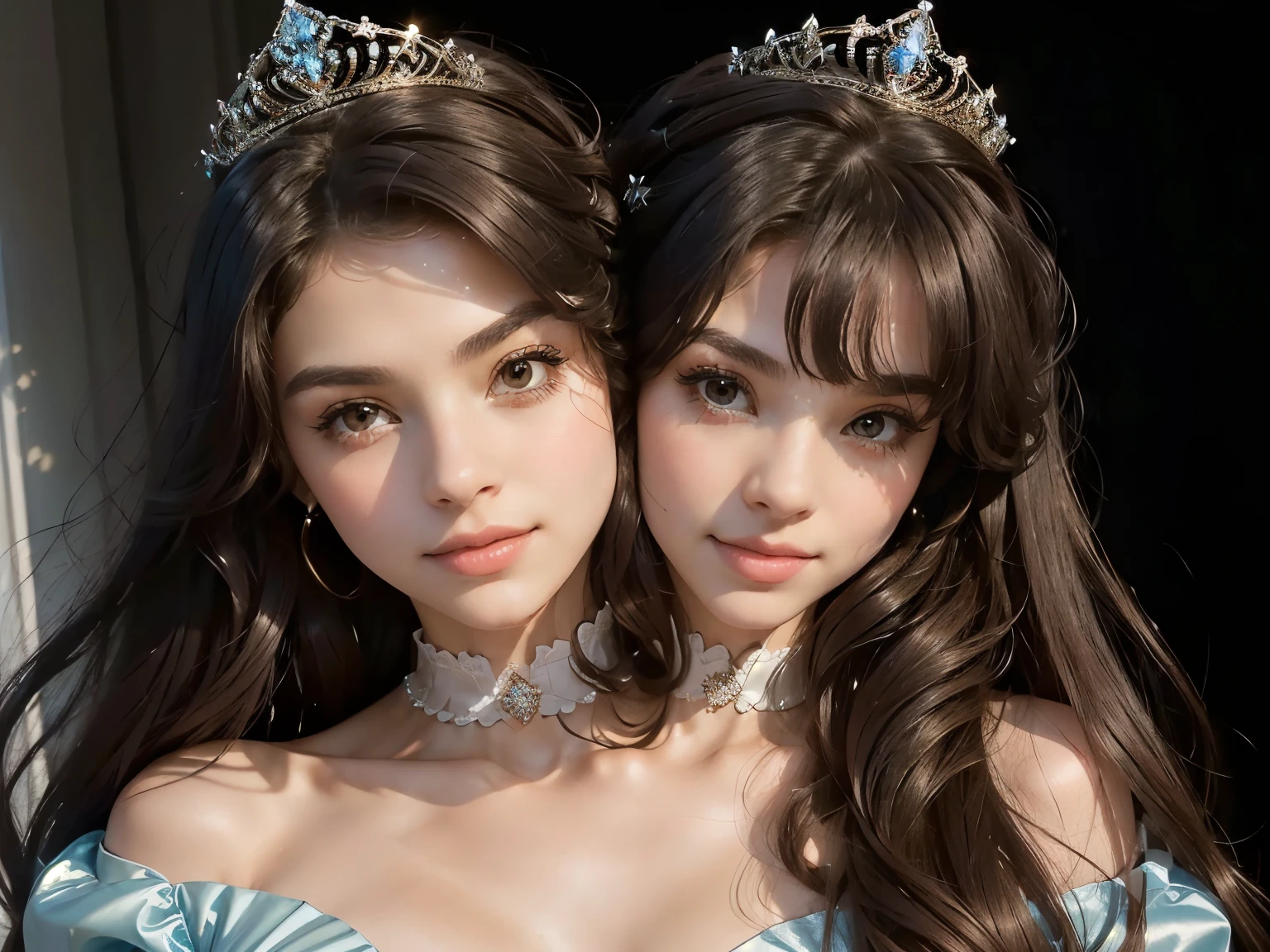 bestresolution, (2heads:1.2), princesses, tiaras on head,
